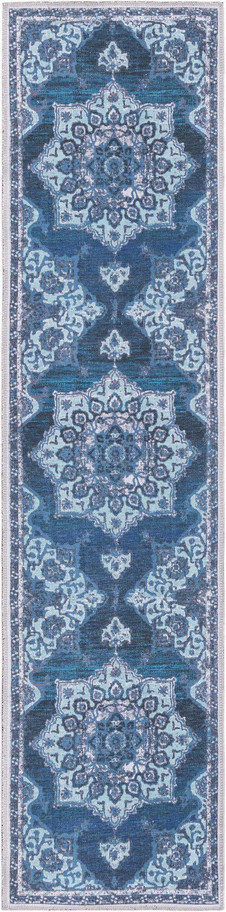 Navy Blue 2' x 8' Renaissance Washable Runner Rug