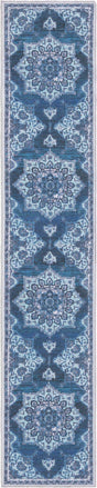 Washable Navy Blue 2' x 10' Renaissance Runner Area Rug Easy to Clean Stain Resistant & Durable Colorful Distressed Vintage Carpet for Sale at Rug Engine