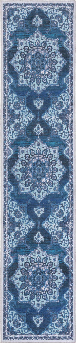 Navy Blue 3' x 12' Renaissance Washable Runner Rug