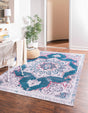 Washable Teal Green 8' x 10' Renaissance Washable Rectangle Area Rug Easy to Clean Stain Resistant & Durable Colorful Distressed Vintage Carpet for Sale at Rug Engine