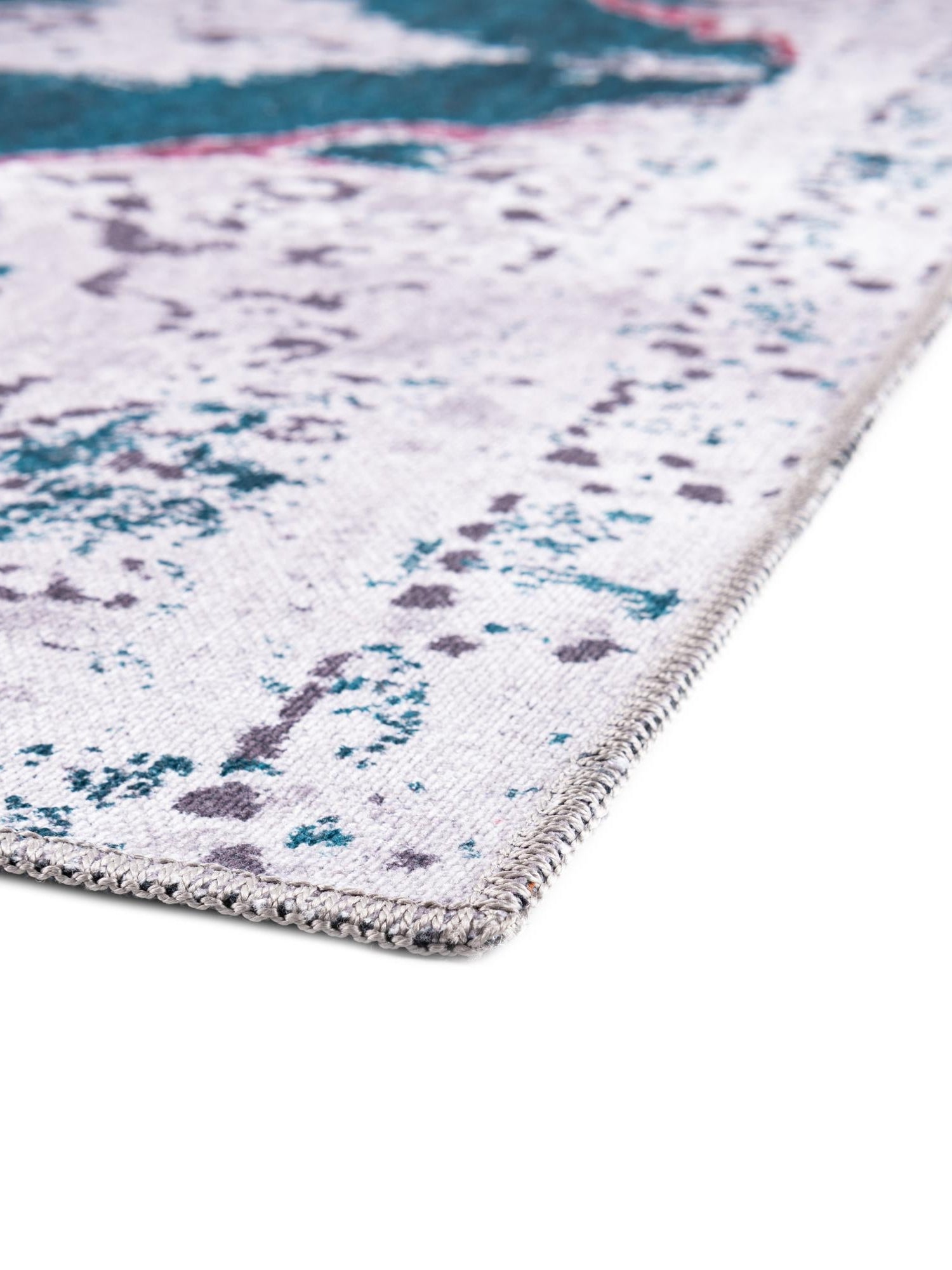 Washable Teal Green 8' x 10' Renaissance Washable Rectangle Area Rug Easy to Clean Stain Resistant & Durable Colorful Distressed Vintage Carpet for Sale at Rug Engine