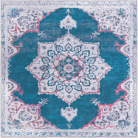 Teal Green 8' x 8' Renaissance Washable Square Rug