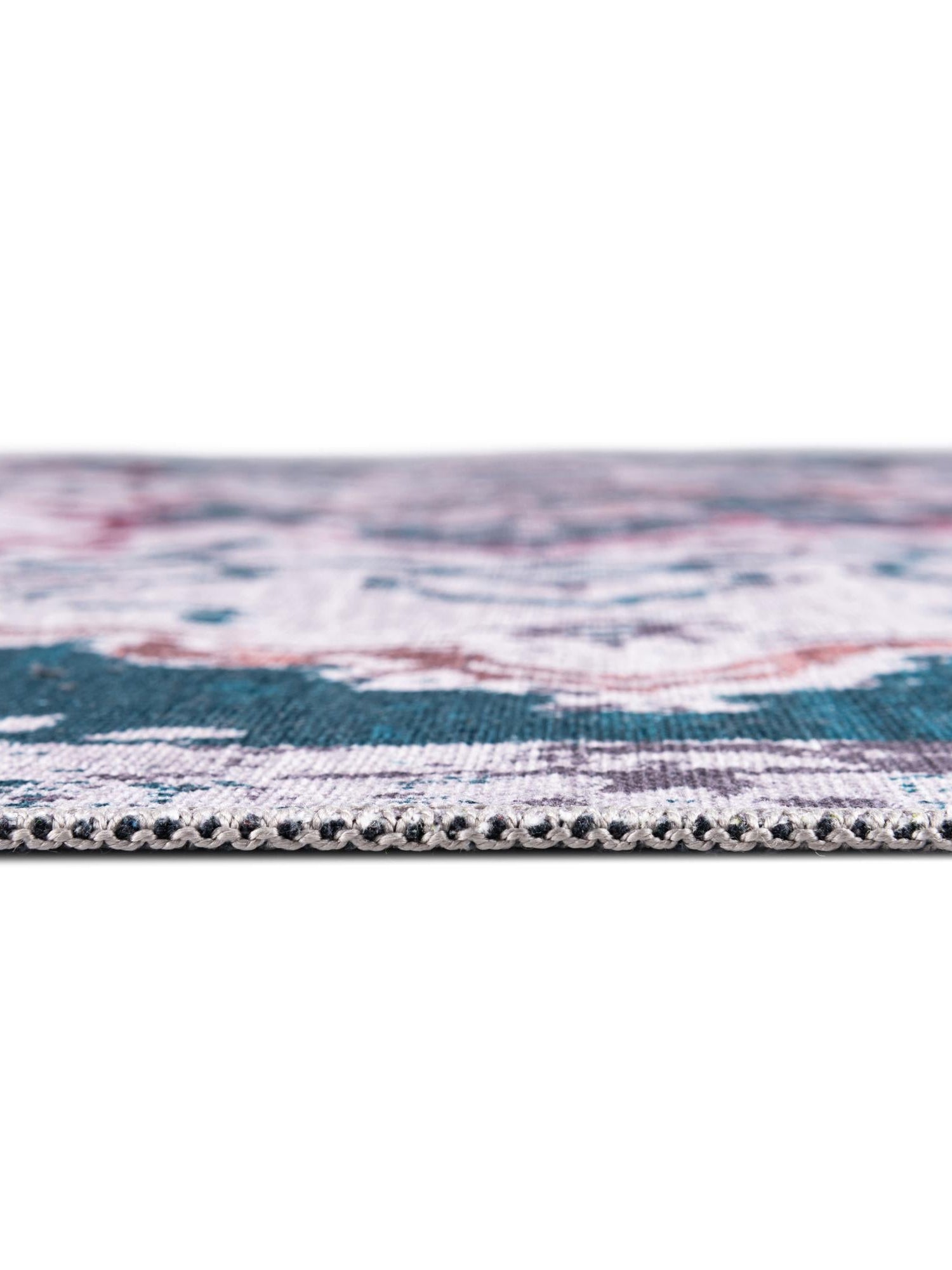 Washable Teal Green 7' 10 x 7' 10 Renaissance Square Area Rug Easy to Clean Stain Resistant & Durable Colorful Distressed Vintage Carpet for Sale at Rug Engine