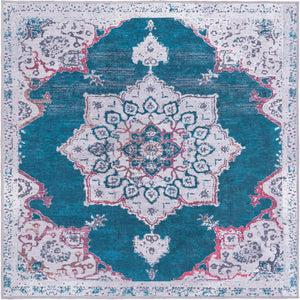 Teal Green 7' 3 x 7' 3 Renaissance Washable Square Rug