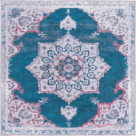 Teal Green 7' 3 x 7' 3 Renaissance Washable Square Rug