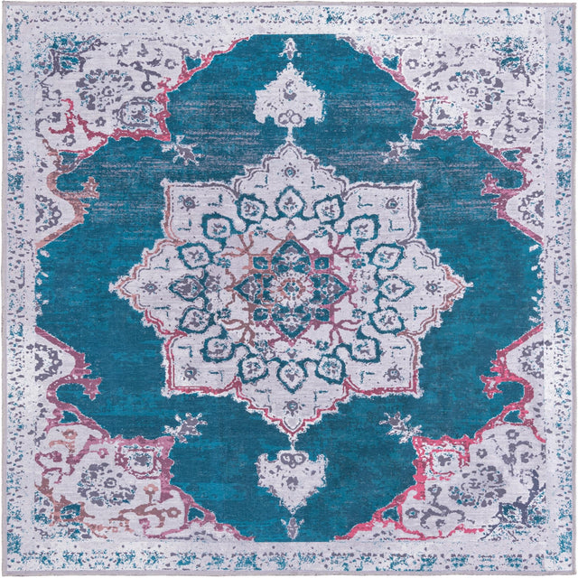 Teal Green 7' 3 x 7' 3 Renaissance Washable Square Rug