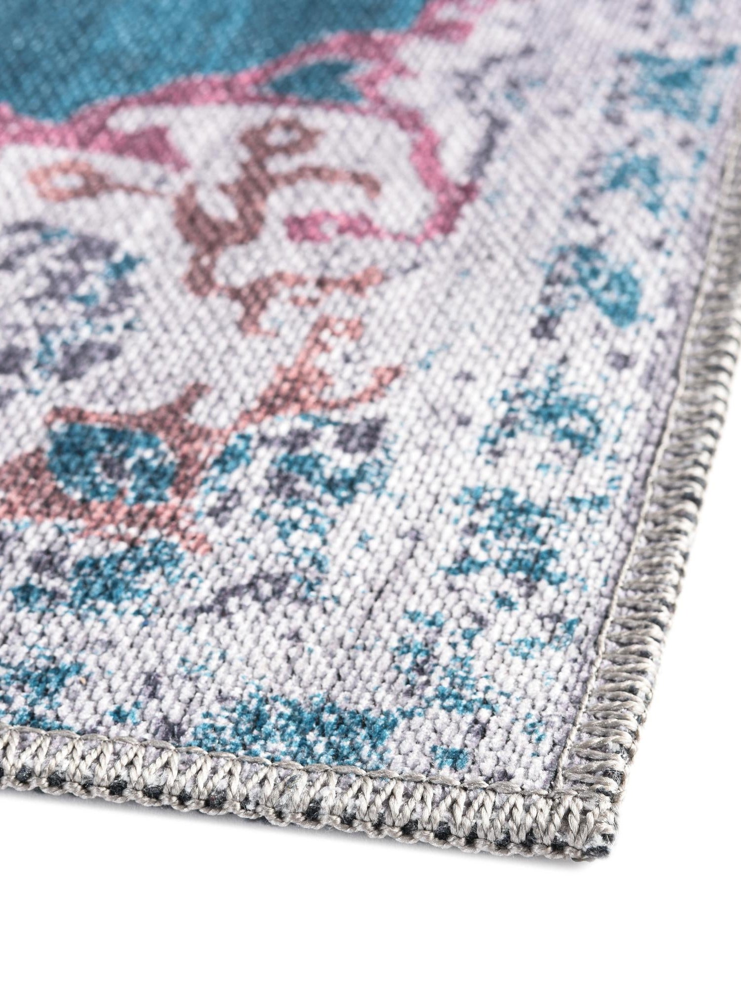 Washable Teal Green 2' 7 x 12' Renaissance Runner Area Rug Easy to Clean Stain Resistant & Durable Colorful Distressed Vintage Carpet for Sale at Rug Engine