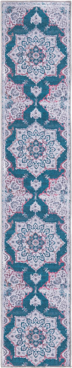 Teal Green 2' x 10' Renaissance Washable Runner Rug