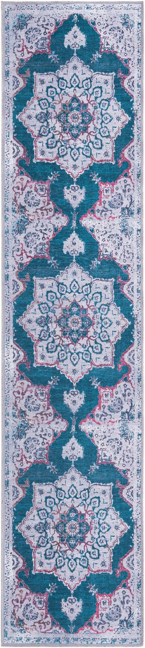 Teal Green 3' x 12' Renaissance Washable Runner Rug