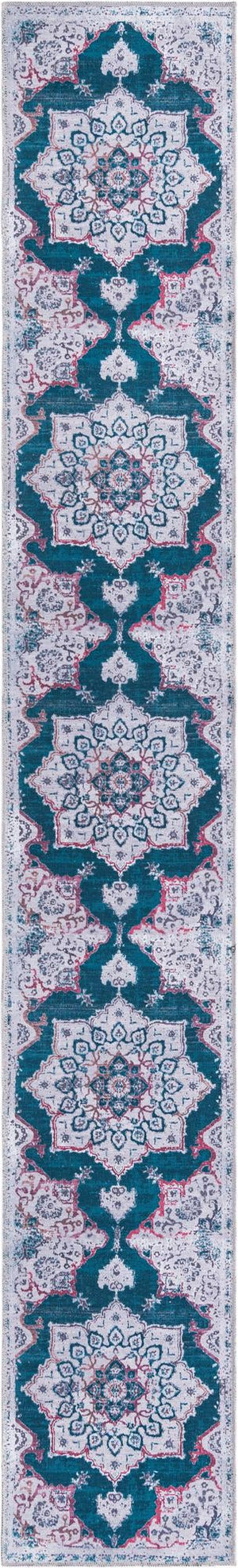 Teal Green 2' x 13' Renaissance Washable Runner Rug