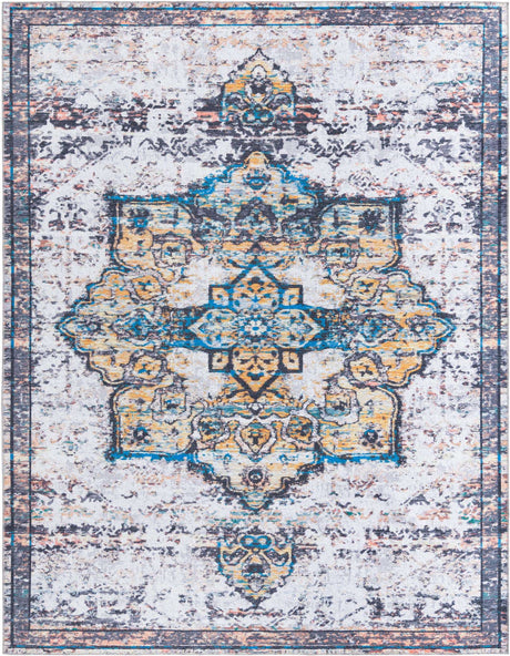 Sea Salt White 10' 6 x 13' Renaissance Washable Rectangle Rug