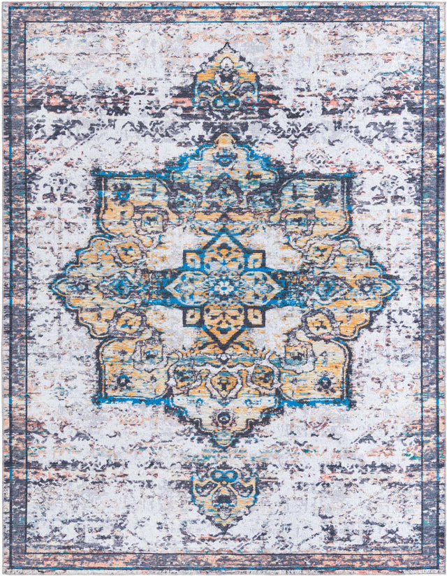 Sea Salt White 10' 6 x 13' Renaissance Washable Rectangle Rug