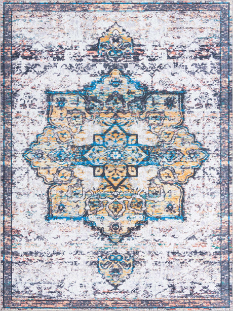 Sea Salt White 9' 2 x 12' Renaissance Washable Rectangle Rug