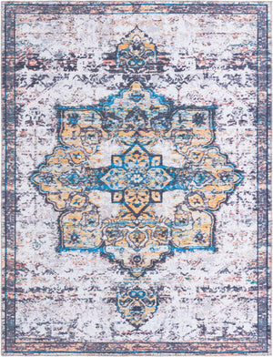 Sea Salt White 8' x 10' Renaissance Washable Rectangle Rug