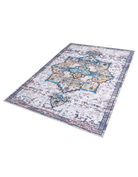 Washable Sea Salt White 7' 10 x 11' Renaissance Rectangle Area Rug Easy to Clean Stain Resistant & Durable Colorful Distressed Vintage Carpet for Sale at Rug Engine