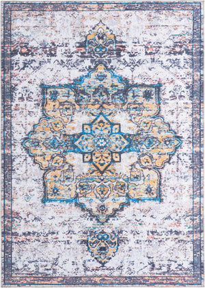 Sea Salt White 8' x 11' Renaissance Washable Rectangle Rug