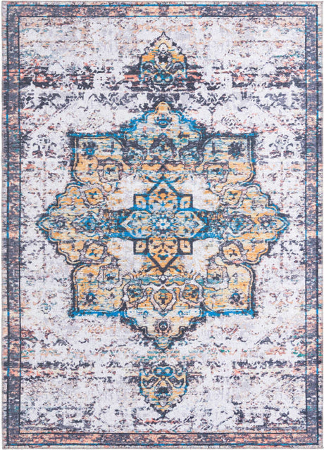 Sea Salt White 7' 3 x 10' Renaissance Washable Rectangle Rug