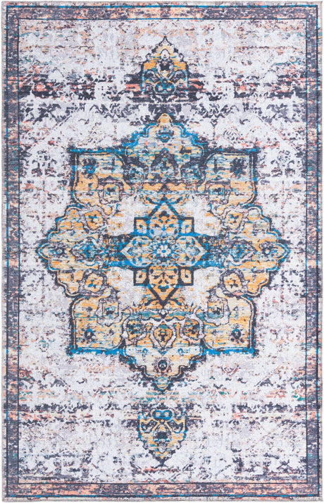 Sea Salt White 6' x 9' Renaissance Washable Rectangle Rug