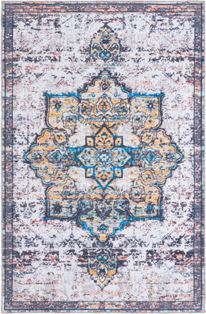Washable Sea Salt White 5' 3 x 8' Renaissance Rectangle Area Rug Easy to Clean Stain Resistant & Durable Colorful Distressed Vintage Carpet for Sale at Rug Engine