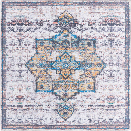 Sea Salt White 8' x 8' Renaissance Washable Square Rug