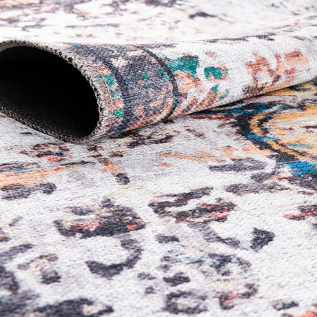 Washable Sea Salt White 7' 3 x 7' 3 Renaissance Square Area Rug Easy to Clean Stain Resistant & Durable Colorful Distressed Vintage Carpet for Sale at Rug Engine