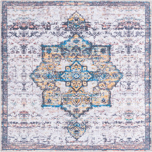 Sea Salt White 7' 3 x 7' 3 Renaissance Washable Square Rug