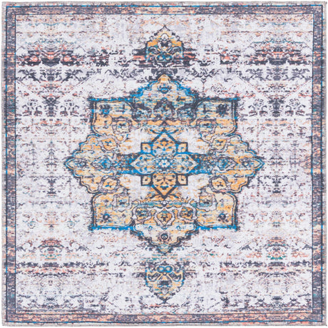 Sea Salt White 5' 3 x 5' 3 Renaissance Washable Square Rug