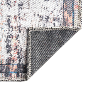 Washable Sea Salt White 2' x 10' Renaissance Runner Area Rug Easy to Clean Stain Resistant & Durable Colorful Distressed Vintage Carpet for Sale at Rug Engine