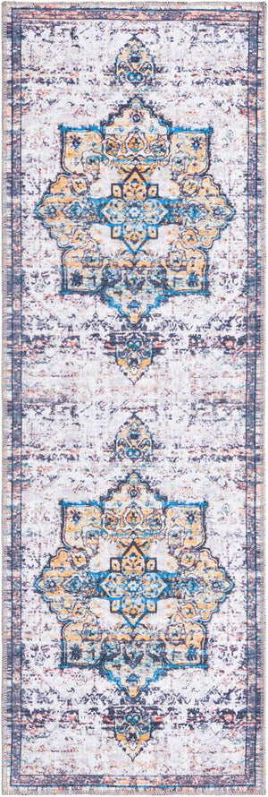 Sea Salt White 2' x 6' Renaissance Washable Runner Rug