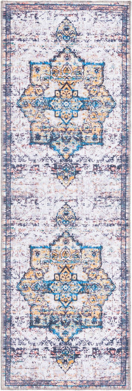 Sea Salt White 2' x 6' Renaissance Washable Runner Rug