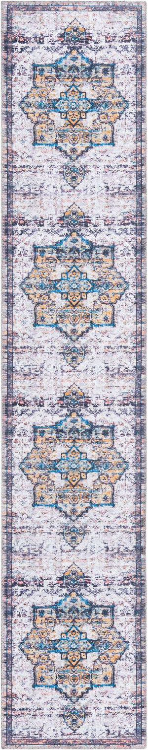 Washable Sea Salt White 2' x 10' Renaissance Runner Area Rug Easy to Clean Stain Resistant & Durable Colorful Distressed Vintage Carpet for Sale at Rug Engine