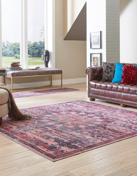 Brick 8' x 8' Renaissance Washable Square Rug