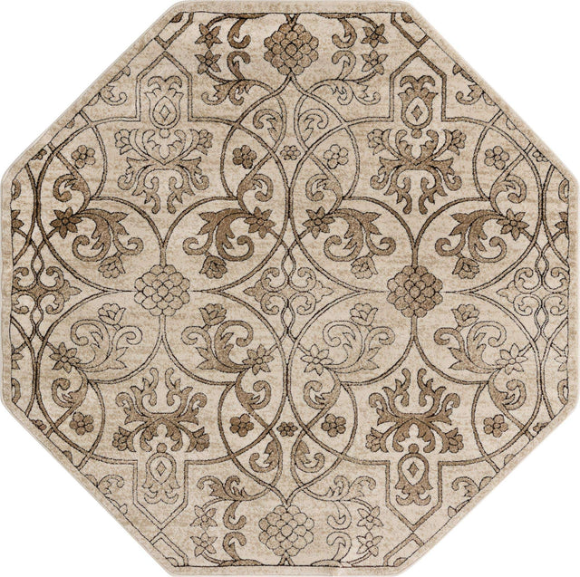 Dark Beige 6' x 6' Rushmore Octagon Area Rug 55% Polypropylene & 45% Polyester Durable Quality Carpet for Indoor Home Decorating for Sale at Rug Engine