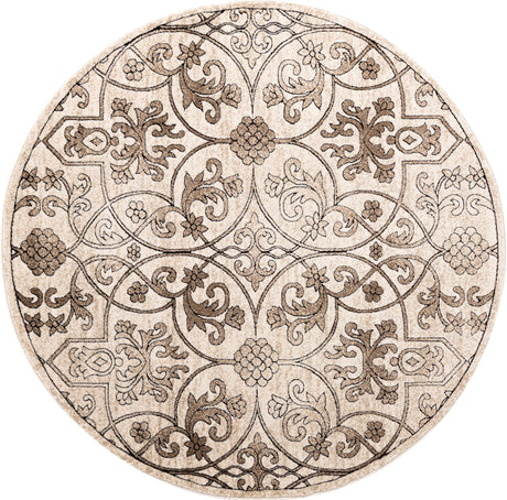 Dark Beige 6' x 6' Rushmore Round Area Rug 55% Polypropylene & 45% Polyester Durable Quality Carpet for Indoor Home Decorating for Sale at Rug Engine