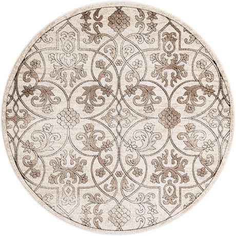 Dark Beige 6' x 6' Rushmore Round Area Rug 55% Polypropylene & 45% Polyester Durable Quality Carpet for Indoor Home Decorating for Sale at Rug Engine