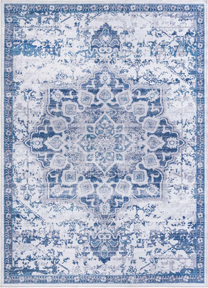 Gray Blue 10' 6 x 14' Renaissance Washable Rectangle Rug