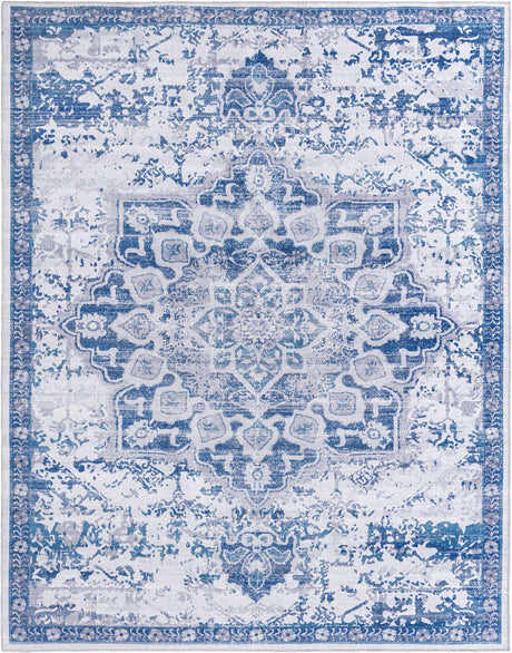 Gray Blue 10' 6 x 13' Renaissance Washable Rectangle Rug