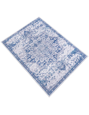 Washable Gray Blue 7' 10 x 10' Renaissance Rectangle Area Rug Easy to Clean Stain Resistant & Durable