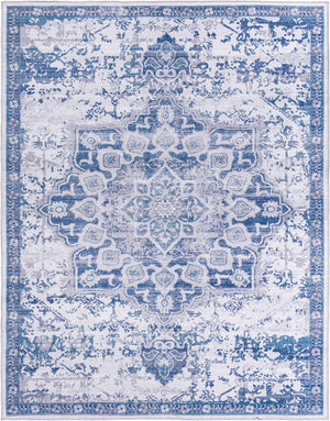 Washable Gray Blue 7' 10 x 10' Renaissance Rectangle Area Rug Easy to Clean Stain Resistant & Durable