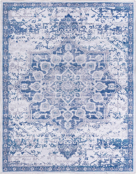 Gray Blue 8' x 10' Renaissance Washable Rectangle Rug