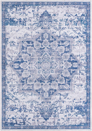 Gray Blue 8' x 11' Renaissance Washable Rectangle Rug