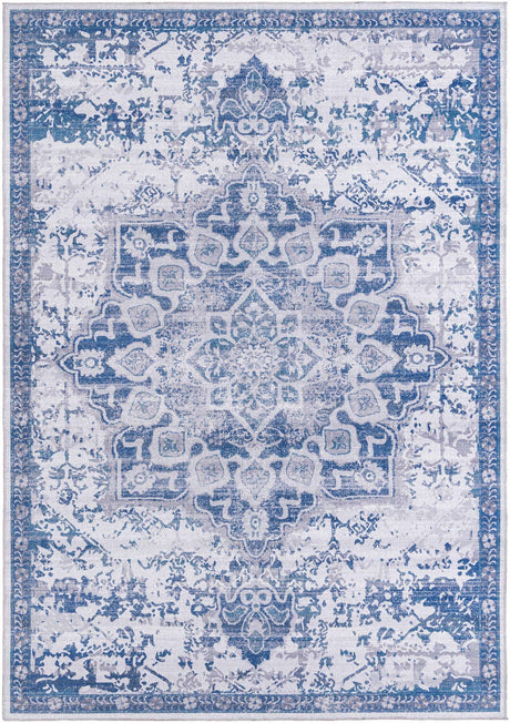 Gray Blue 8' x 11' Renaissance Washable Rectangle Rug