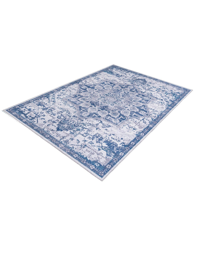 Gray Blue 7' 3 x 10' Renaissance Washable Rectangle Rug