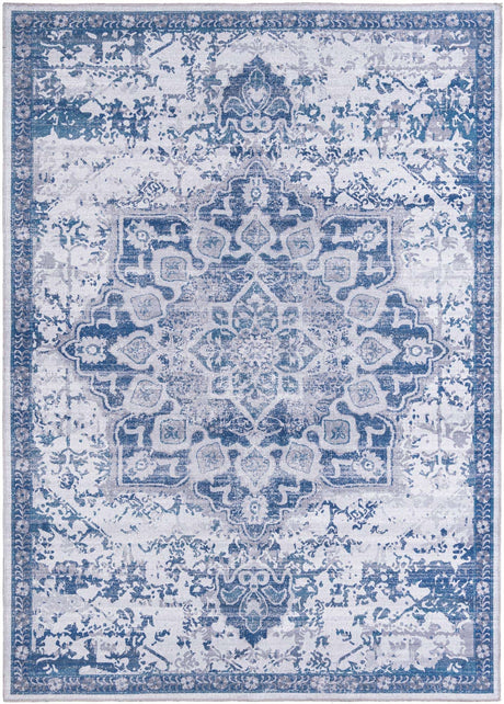 Gray Blue 7' 3 x 10' Renaissance Washable Rectangle Rug