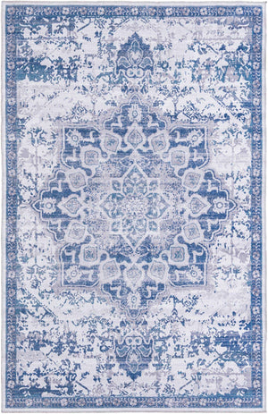 Gray Blue 6' x 9' Renaissance Washable Rectangle Rug
