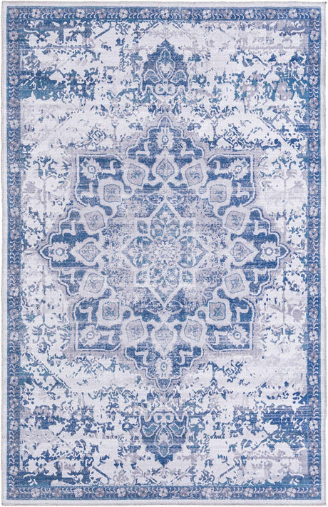 Gray Blue 6' x 9' Renaissance Washable Rectangle Rug