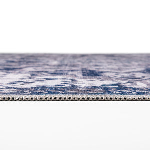 Washable Gray Blue 9' 2 x 12' Renaissance Rectangle Area Rug Easy to Clean Stain Resistant & Durable Colorful Distressed Vintage Carpet for Sale at Rug Engine