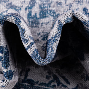 Washable Gray Blue 7' 10 x 10' Renaissance Rectangle Area Rug Easy to Clean Stain Resistant & Durable