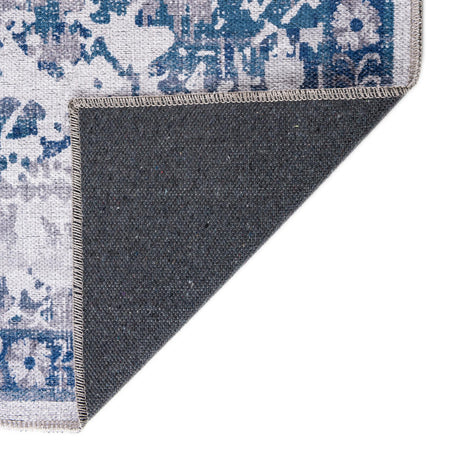Washable Gray Blue 7' 10 x 10' Renaissance Rectangle Area Rug Easy to Clean Stain Resistant & Durable Colorful Distressed Vintage Carpet for Sale at Rug Engine
