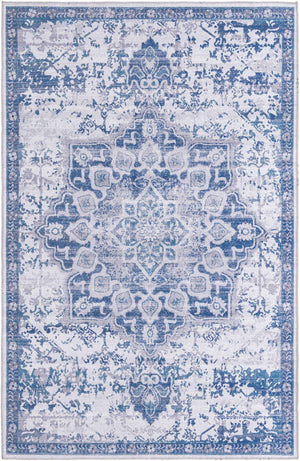 Gray Blue 5' 3 x 8' Renaissance Washable Rectangle Rug